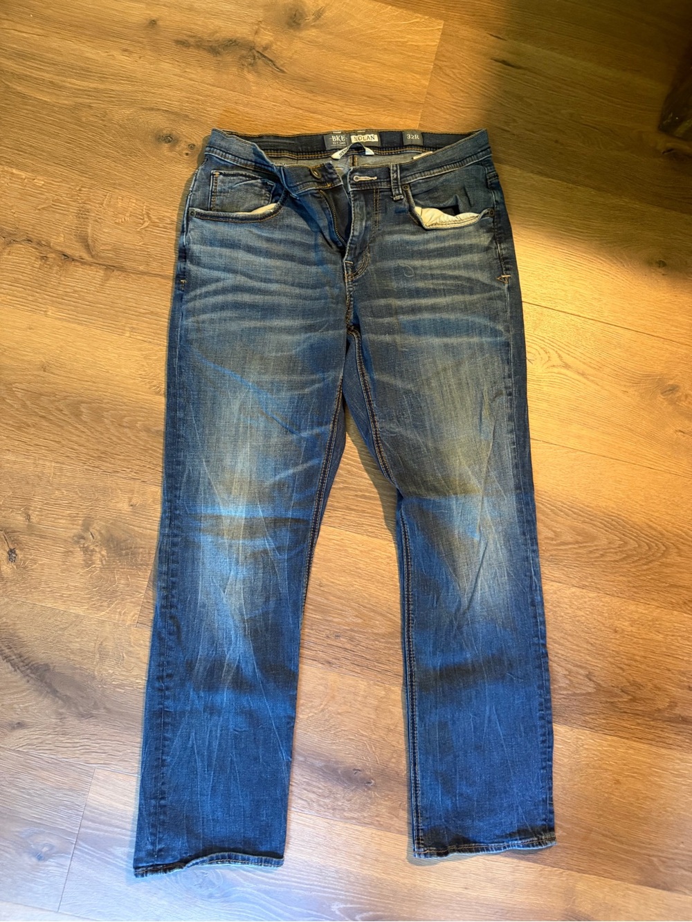 BKE Men’s Nolan Dark Blue Straight-Leg Jeans 32R